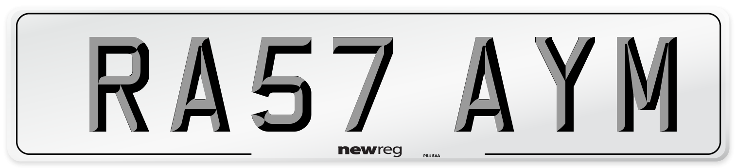 RA57 AYM Number Plate from New Reg